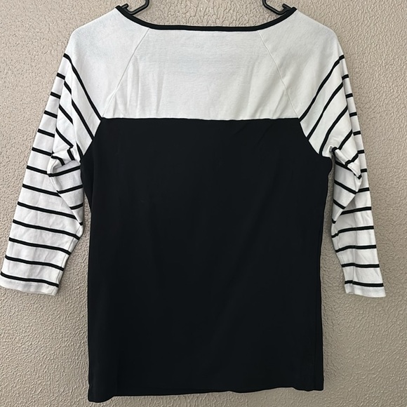 Women’s Lauren Ralph Lauren Colorblock 3/4 Sleeve Blouse Black & White Size XL - Picture 5 of 6